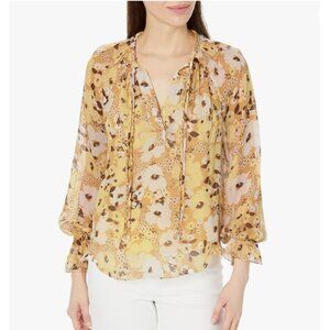 Joie Brigatta Yellow Floral Silk Top Size M NWT
